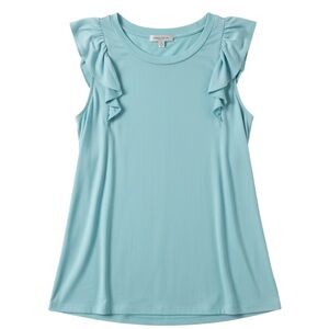 white birch Sky Blue Ruffle Sleeve Shoulder Tank